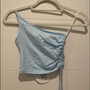 one shoulder rouche top